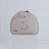 Bolsa Maternidade personalizada Linho cru com Rose | Coleção Elegance