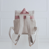Mochila Maternidade Personalizada Linho cru com Rose | Coleção Elegance