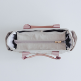 Bolsa Maternidade Mini Lumy Linho cru com Rose | Coleção Elegance