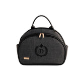 Bolsa Maternidade Média Personalizada Linho Preto — Coleção Clássicos