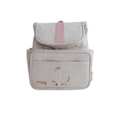 Mochila Maternidade Personalizada Linho cru com Rose | Coleção Elegance
