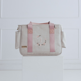 Bolsa Maternidade Mini Lumy Linho cru com Rose | Coleção Elegance