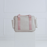 Bolsa Maternidade Mini Lumy Linho cru com Rose | Coleção Elegance