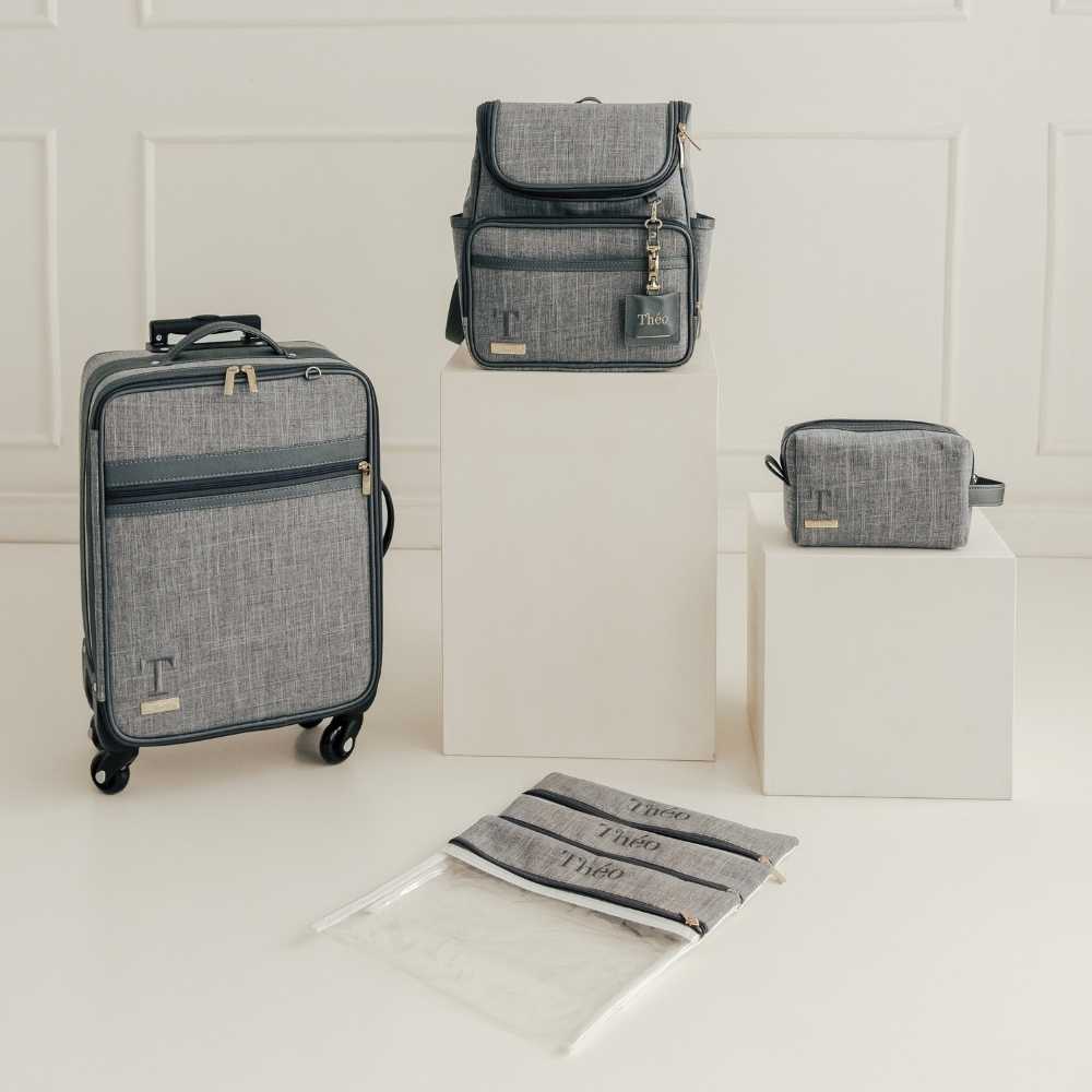 Kit LB4 Linho cinza com grafite - Coleção Clássica