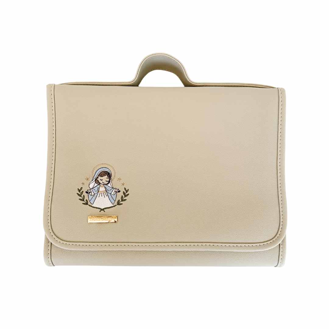 Trocador Deluxe Portátil Marfim — Bordado de Nossa Senhora
