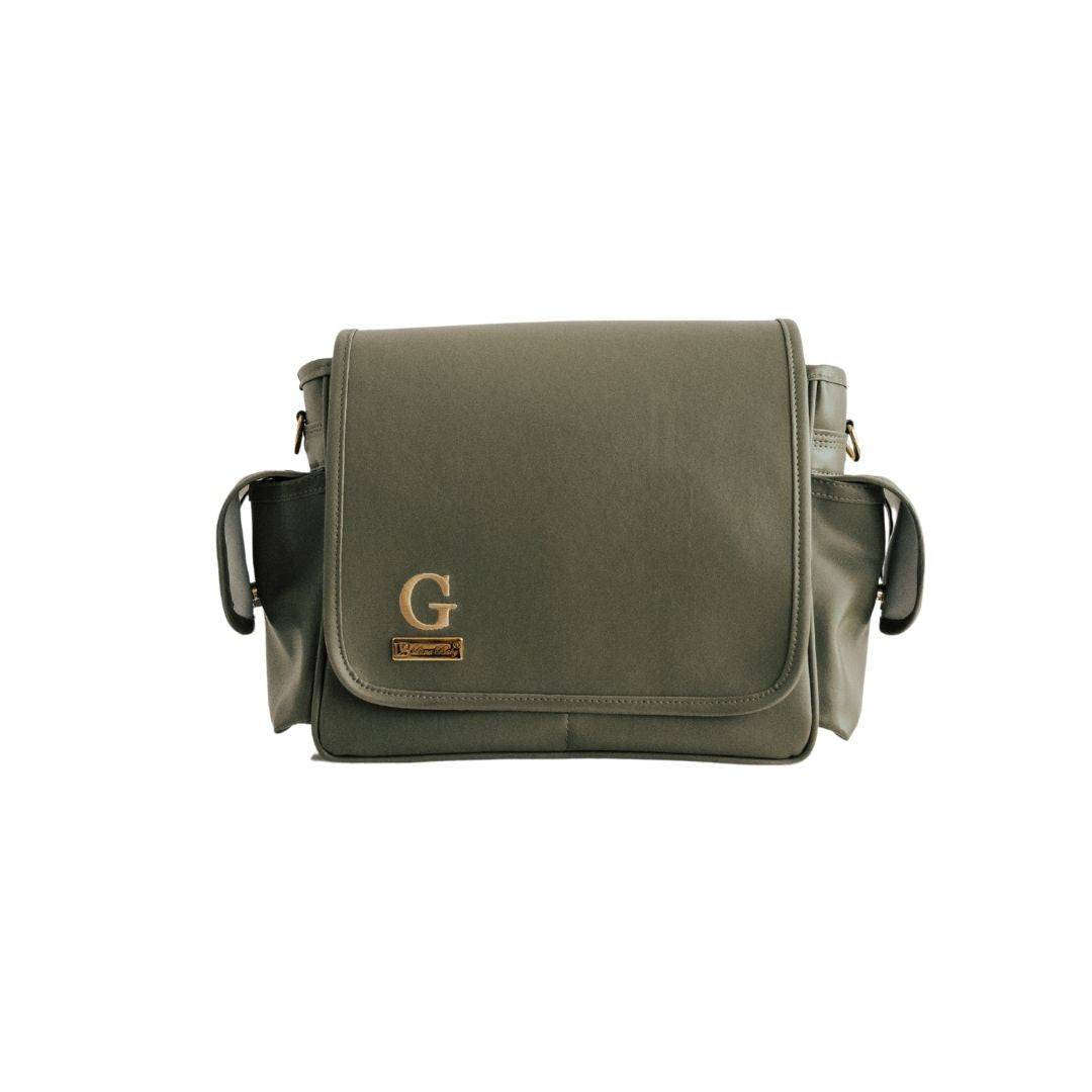 Bolsa Maternidade de Ombro Personalizada Verde Oliva — Coleção Clássicos