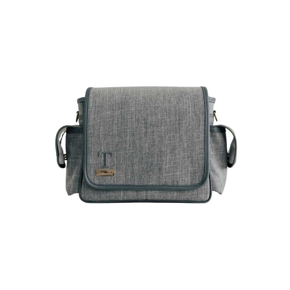 Bolsa Maternidade de Ombro Linho cinza com grafite | Coleção Clássica