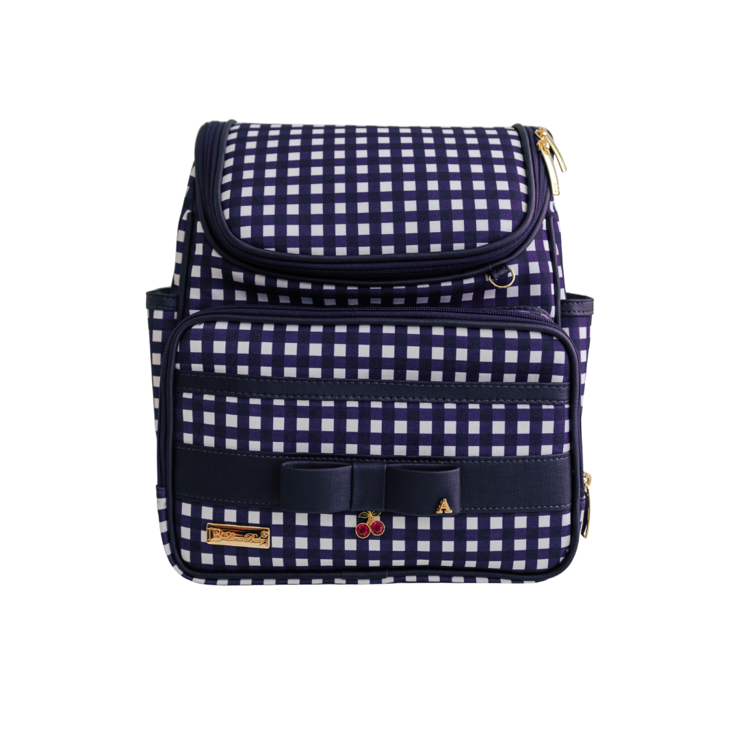 Mochila Maternidade Vichy Azul Marinho | Coleção Cerena