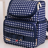 Mochila Maternidade Vichy Azul Marinho | Coleção Cerena