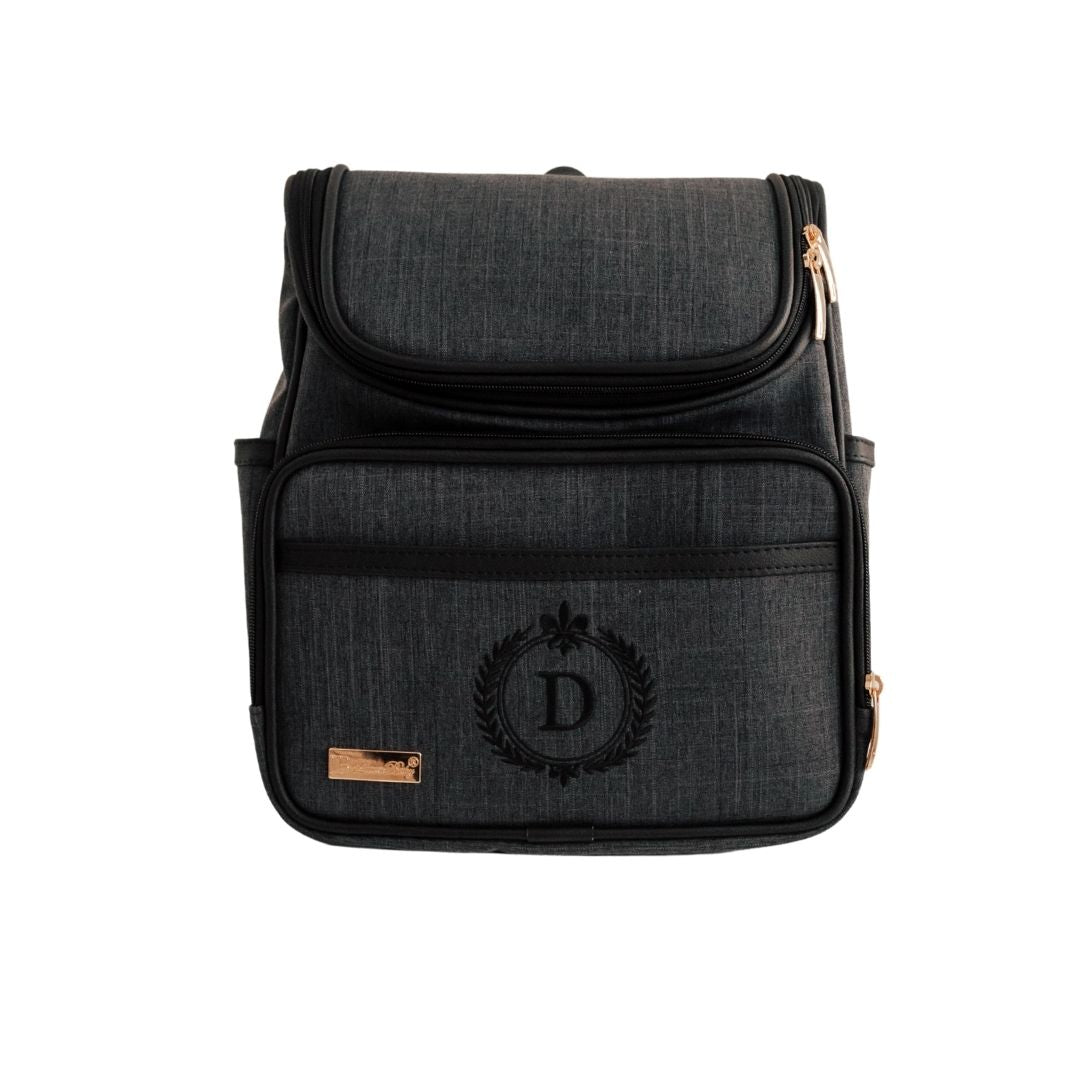 Mochila Maternidade Personalizada Linho Preto - Coleção Clássicos