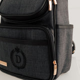 Mochila Maternidade Personalizada Linho Preto - Coleção Clássicos