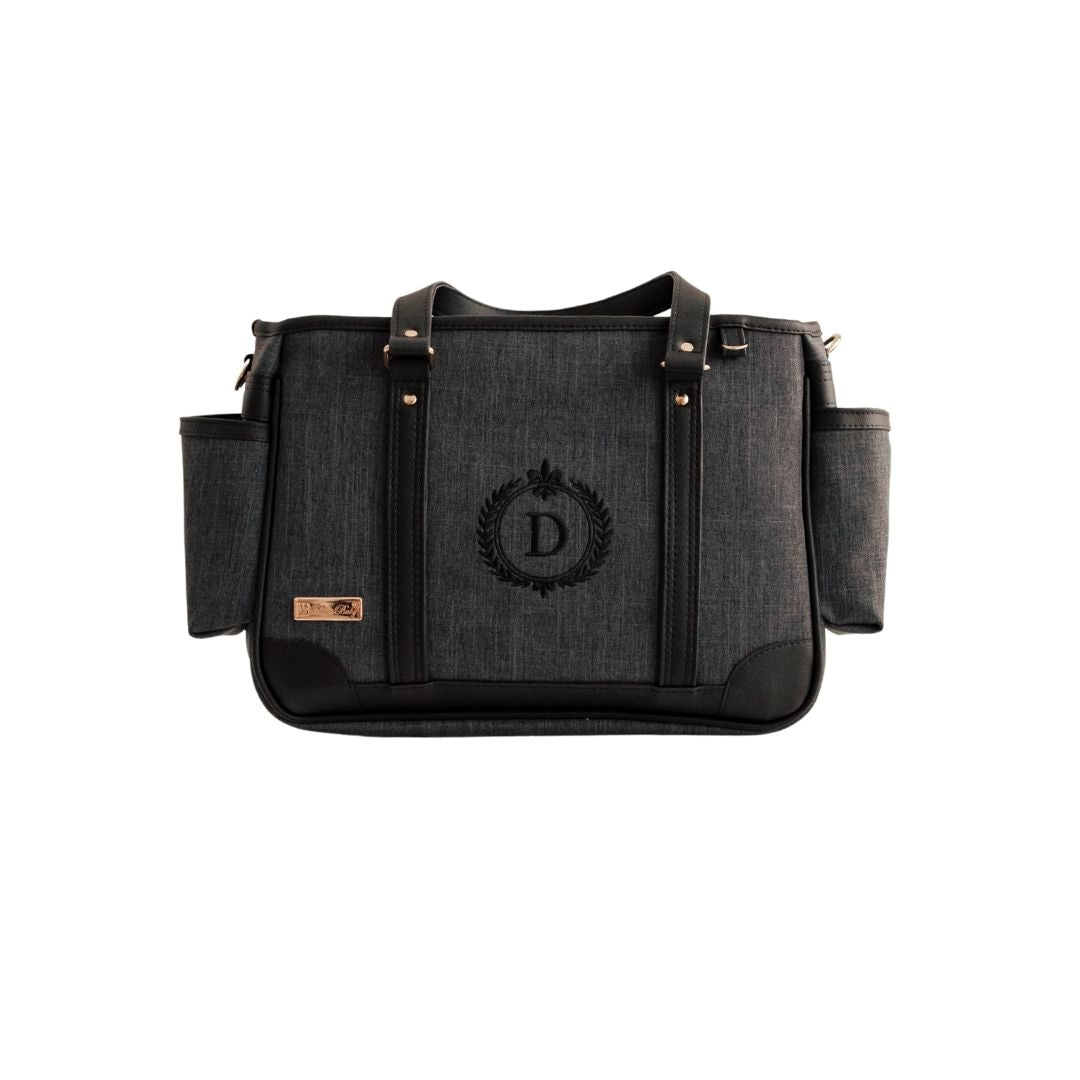 Bolsa Maternidade Mini Lumy Personalizada Linho Preto | Coleção Clássica