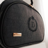 Bolsa Maternidade Média Personalizada Linho Preto — Coleção Clássicos